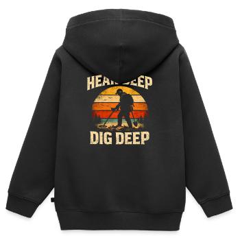 Beep Hear Deep Dig | Sondeln Treasure Hunt - Kids Premium Organic Zip-up Hoodie - black - Back - AI Model Kid Male (0cm)