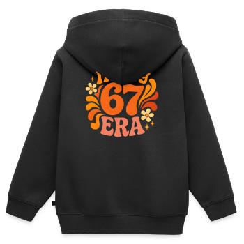 Dans mon anniversaire d’humour italien de cerveau pourri de l’ère 67 - Sweat Premium à capuche zippé enfant bio - noir - Dos - AI Model Kid Male (0cm)