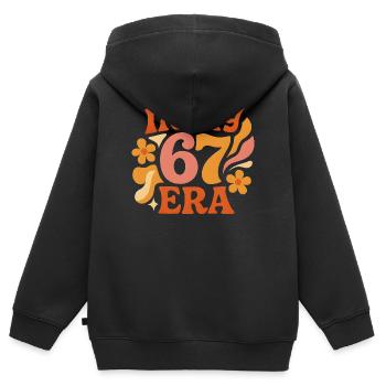 Dans mon anniversaire d’humour italien de cerveau pourri de l’ère 67 - Sweat Premium à capuche zippé enfant bio - noir - Dos - AI Model Kid Male (0cm)