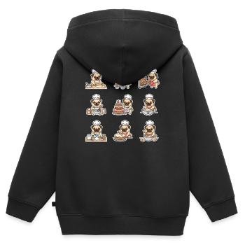 Lustiger Mops Baecker Backen Konditor - Kinder Premium Organic Zip Hoodie - Schwarz - Hinten - AI Model Kid Male (0cm)