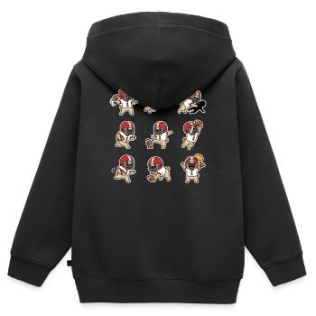 Suesser Mops Football Spieler Touchdown - Kinder Premium Organic Zip Hoodie - Schwarz - Hinten - AI Model Kid Male (0cm)
