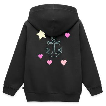 Pastellanker Doodle mit Herzen und Stern - Kinder Premium Organic Zip Hoodie - Schwarz - Hinten - AI Model Kid Male (0cm)
