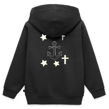 Anker, Sterne und Kreuze - Kinder Premium Organic Zip Hoodie - Schwarz - Hinten - AI Model Kid Male (0cm)