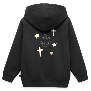 Ankertraum Sterne Herzen Motiv - Kinder Premium Organic Zip Hoodie - Schwarz - Hinten - AI Model Kid Male (0cm)
