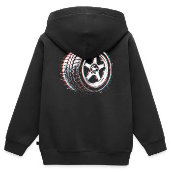 Autoreifen Tuning Drift Motorsport Design   - Kinder Premium Organic Zip Hoodie - Schwarz - Hinten - AI Model Kid Male (0cm)