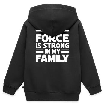 Die Macht ist stark in meiner Familie - Kinder Premium Organic Zip Hoodie - Schwarz - Hinten - AI Model Kid Male (0cm)