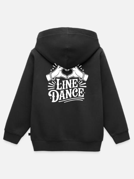 Line Dance Herzhand Illustration - Kinder Premium Organic Zip Hoodie - Schwarz
