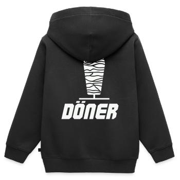 Döner Spieß Icon Schwarz-Weiß - Kinder Premium Organic Zip Hoodie - Schwarz - Hinten - AI Model Kid Male (0cm)