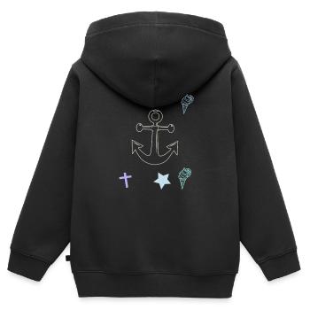 Maritim Anker Kreuz Eiscrem - Kids Premium Organic Zip-up Hoodie - black - Back - AI Model Kid Male (0cm)