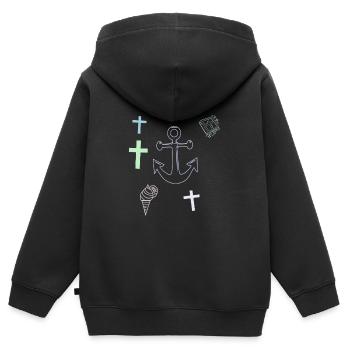  Anker Kreuz Eis maritim - Kids Premium Organic Zip-up Hoodie - black - Back - AI Model Kid Male (0cm)