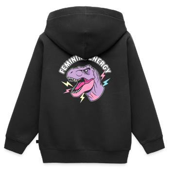 Feminine Energy NeonDino - Kinder Premium Organic Zip Hoodie - Schwarz - Hinten - AI Model Kid Male (0cm)