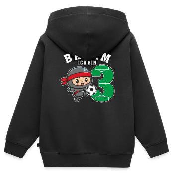 3. Geburtstag Fußball Ninja Jungen Geschenkidee - Kinder Premium Organic Zip Hoodie - Schwarz - Hinten - AI Model Kid Male (0cm)