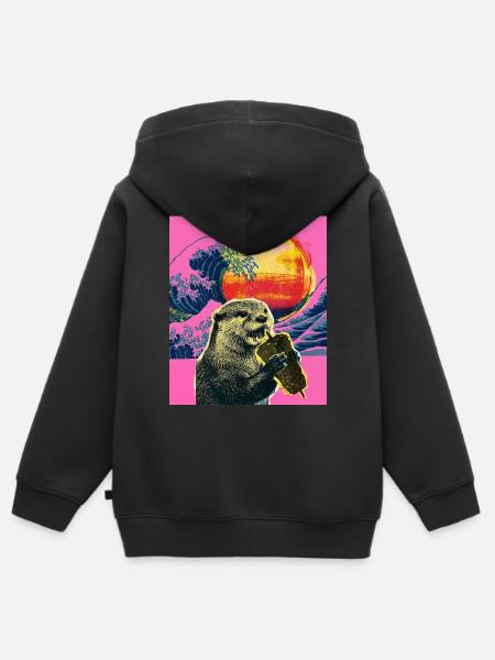 Döner Otter - Kinder Premium Organic Zip Hoodie - Schwarz