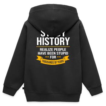 Historisch Historiker Geschichte - Kinder Premium Organic Zip Hoodie - Schwarz - Hinten - AI Model Kid Male (0cm)