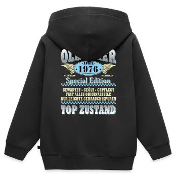 Oldtimer April 1976 Special Edition - Kinder Premium Organic Zip Hoodie - Schwarz - Hinten - AI Model Kid Male (0cm)