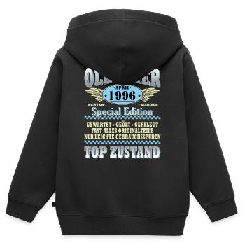 Oldtimer 1996 Spezialedition - Kinder Premium Organic Zip Hoodie - Schwarz - Hinten - AI Model Kid Male (0cm)