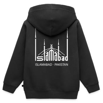 Islamabad, mosquée Faisal pakistanaise, pakistanais - Sweat Premium à capuche zippé enfant bio - noir - Dos - AI Model Kid Male (0cm)