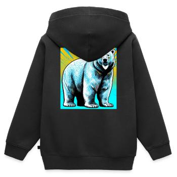 ours blanc - Sweat Premium à capuche zippé enfant bio - noir - Dos - AI Model Kid Male (0cm)