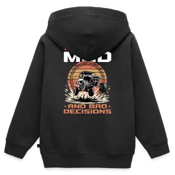 UTV Tout-Terrain 4 Roues Côte à côte - Sweat Premium à capuche zippé enfant bio - noir - Dos - AI Model Kid Male (0cm)