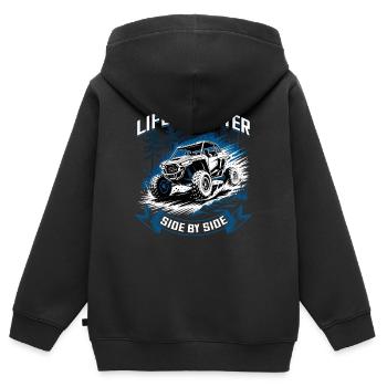 UTV Tout-Terrain 4 Roues Côte à côte - Sweat Premium à capuche zippé enfant bio - noir - Dos - AI Model Kid Male (0cm)