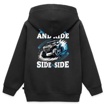 UTV Tout-Terrain 4 Roues Côte à côte - Sweat Premium à capuche zippé enfant bio - noir - Dos - AI Model Kid Male (0cm)