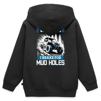 UTV Tout-Terrain 4 Roues Côte à côte - Sweat Premium à capuche zippé enfant bio - noir - Dos - AI Model Kid Male (0cm)