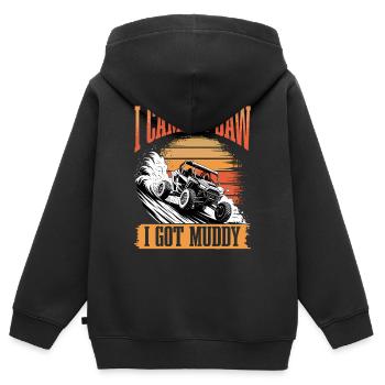 UTV Tout-Terrain 4 Roues Côte à côte - Sweat Premium à capuche zippé enfant bio - noir - Dos - AI Model Kid Male (0cm)