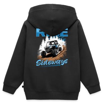 UTV Tout-Terrain 4 Roues Côte à côte - Sweat Premium à capuche zippé enfant bio - noir - Dos - AI Model Kid Male (0cm)