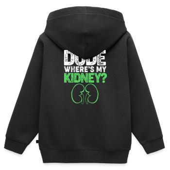 Don d’organes par don de rein - Sweat Premium à capuche zippé enfant bio - noir - Dos - AI Model Kid Male (0cm)
