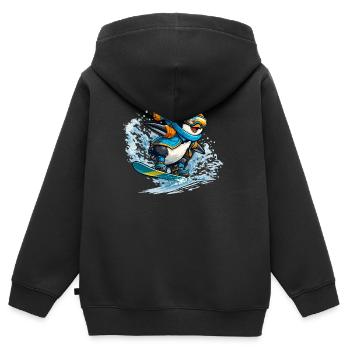 Pinguin Snowboard Blauorange - Kinder Premium Organic Zip Hoodie - Schwarz - Hinten - AI Model Kid Male (0cm)