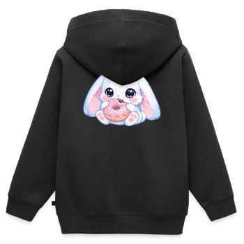 Kawaii Hase mit Donut - Kinder Premium Organic Zip Hoodie - Schwarz - Hinten - AI Model Kid Male (0cm)