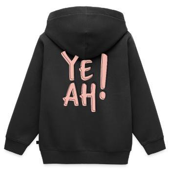 Yeah Bold Typography Fun Statement Aesthetic  - Sweat Premium à capuche zippé enfant bio - noir - Dos - AI Model Kid Male (0cm)