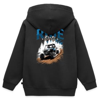 UTV Tout-Terrain 4 Roues Côte à côte - Sweat Premium à capuche zippé enfant bio - noir - Dos - AI Model Kid Male (0cm)
