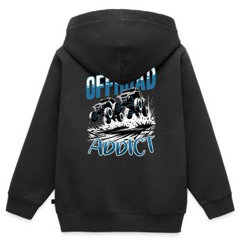 UTV Tout-Terrain 4 Roues Côte à côte - Sweat Premium à capuche zippé enfant bio - noir - Dos - AI Model Kid Male (0cm)