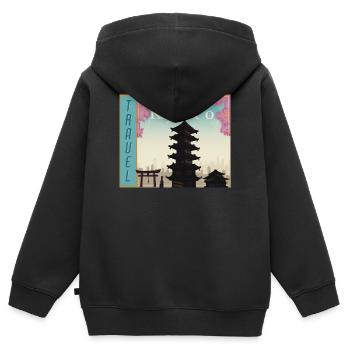 Kyoto Pagode im Abendlicht-Tavel Kyoto Japan - Kinder Premium Organic Zip Hoodie - Schwarz - Hinten - AI Model Kid Male (0cm)