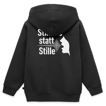 Stimme statt Stille Meinungsfreiheit Spruch - Kinder Premium Organic Zip Hoodie - Schwarz - Hinten - AI Model Kid Male (0cm)