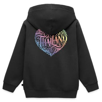Thailand Herz Bunt - Kinder Premium Organic Zip Hoodie - Schwarz - Hinten - AI Model Kid Male (0cm)