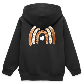 Leopard-Regenbogenherz-Arc - Kinder Premium Organic Zip Hoodie - Schwarz - Hinten - AI Model Kid Male (0cm)