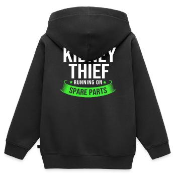 Don d’organes par don de rein - Sweat Premium à capuche zippé enfant bio - noir - Dos - AI Model Kid Male (0cm)