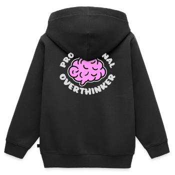 Logo drôle d’anxiété drôle et sombre de la réflexion professionnelle - Sweat Premium à capuche zippé enfant bio - noir - Dos - AI Model Kid Male (0cm)
