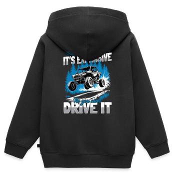 UTV Tout-Terrain 4 Roues Côte à côte - Sweat Premium à capuche zippé enfant bio - noir - Dos - AI Model Kid Male (0cm)