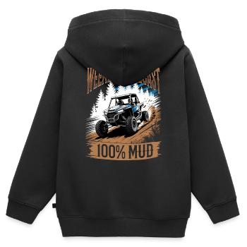 UTV Tout-Terrain 4 Roues Côte à côte - Sweat Premium à capuche zippé enfant bio - noir - Dos - AI Model Kid Male (0cm)