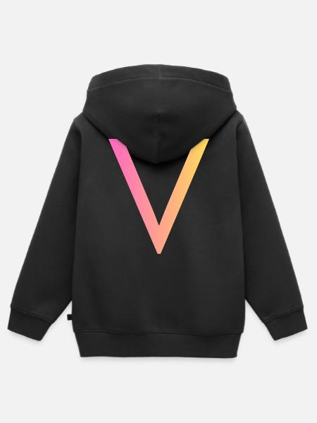 V - Kinder Premium Organic Zip Hoodie - Schwarz