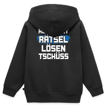 Keine Zeit Rätsel lösen Tschüss - Kinder Premium Organic Zip Hoodie - Schwarz - Hinten - AI Model Kid Male (0cm)