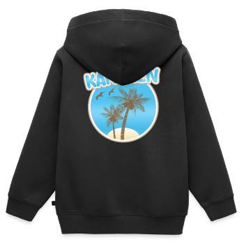 Logo de Palm Beach des îles Canaries - Sweat Premium à capuche zippé enfant bio - noir - Dos - AI Model Kid Male (0cm)