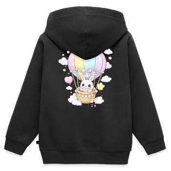 Pastell-Kaninchenballon im Himmel - Kinder Premium Organic Zip Hoodie - Schwarz - Hinten - AI Model Kid Male (0cm)
