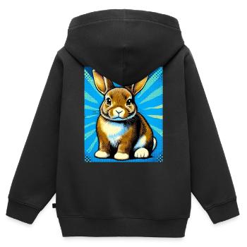Kaninchen - Kinder Premium Organic Zip Hoodie - Schwarz - Hinten - AI Model Kid Male (0cm)