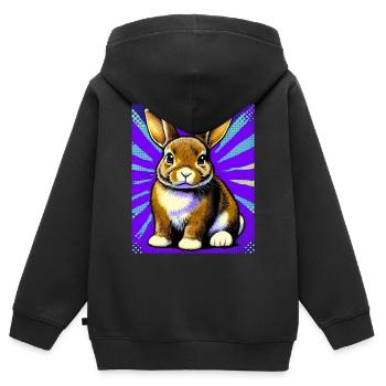 Kaninchen - Kinder Premium Organic Zip Hoodie - Schwarz - Hinten - AI Model Kid Male (0cm)