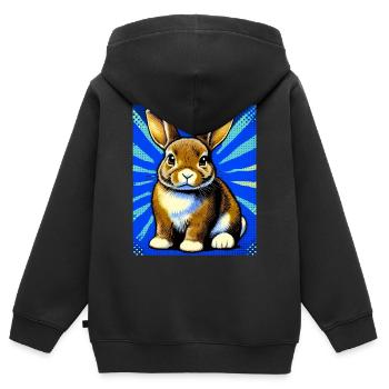 Kaninchen - Kinder Premium Organic Zip Hoodie - Schwarz - Hinten - AI Model Kid Male (0cm)