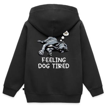 Se sentir fatigué Dogue Allemand Dogue Grand Dogue Chien - Sweat Premium à capuche zippé enfant bio - noir - Dos - AI Model Kid Male (0cm)